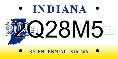 2Q28M5 Indiana License Plate
