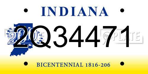 2Q34471 Indiana License Plate