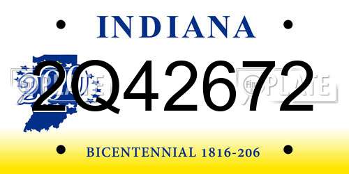 2Q42672 Indiana License Plate