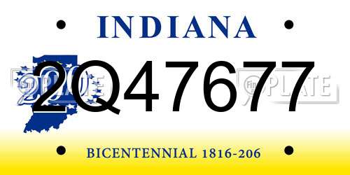 2Q47677 Indiana License Plate