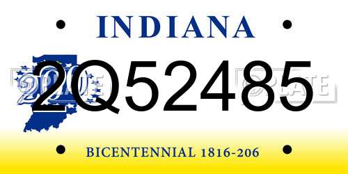 2Q52485 Indiana License Plate