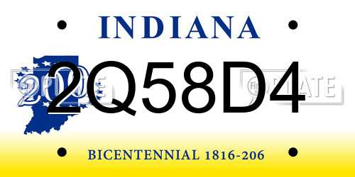 2Q58D4 Indiana License Plate