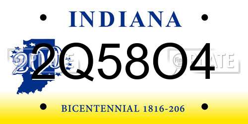 2Q58O4 Indiana License Plate