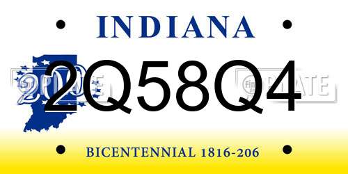 2Q58Q4 Indiana License Plate