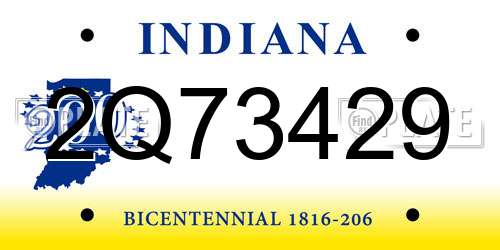 2Q73429 Indiana License Plate