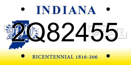 2Q82455 Indiana License Plate