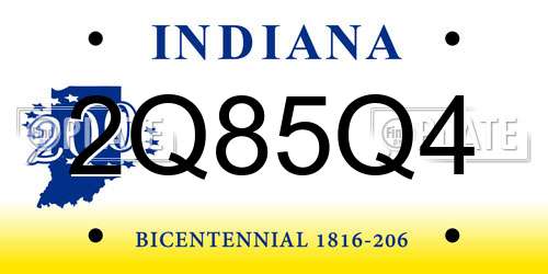 2Q85Q4 Indiana License Plate