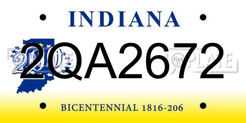 2QA2672 Indiana License Plate