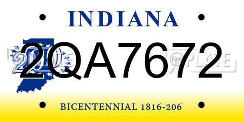 2QA7672 Indiana License Plate