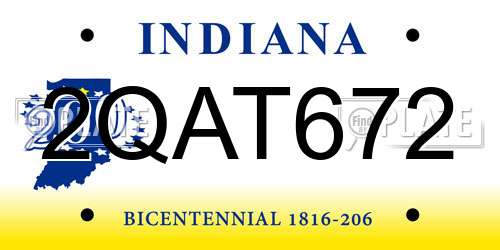 2QAT672 Indiana License Plate