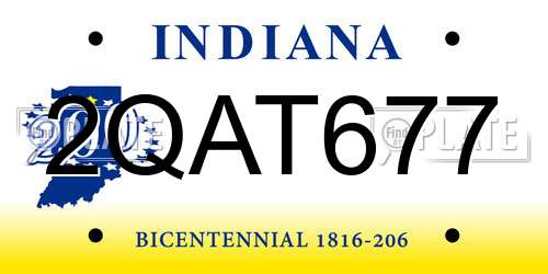 2QAT677 Indiana License Plate