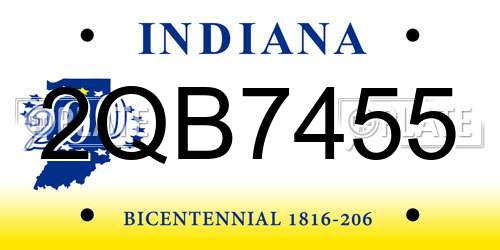 2QB7455 Indiana License Plate