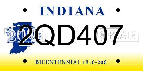 2QD407 Indiana License Plate