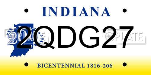2QDG27 Indiana License Plate