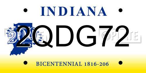 2QDG72 Indiana License Plate