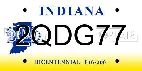 2QDG77 Indiana License Plate