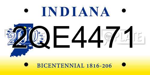 2QE4471 Indiana License Plate