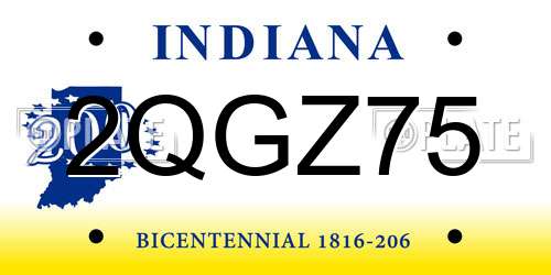 2QGZ75 Indiana License Plate