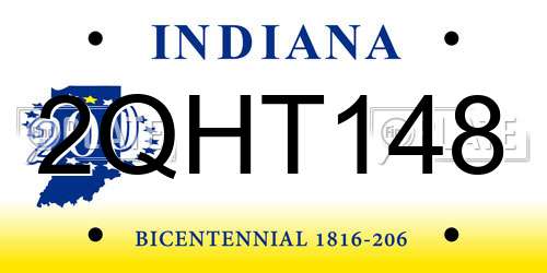 2QHT148 Indiana License Plate