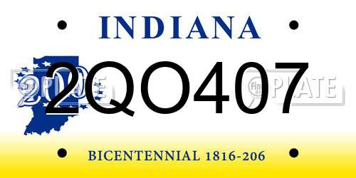 2QO407 Indiana License Plate