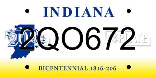 2QO672 Indiana License Plate