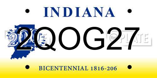2QOG27 Indiana License Plate
