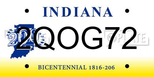2QOG72 Indiana License Plate