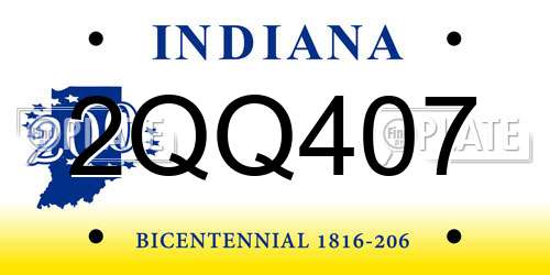 2QQ407 Indiana License Plate