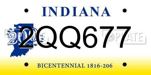 2QQ677 Indiana License Plate
