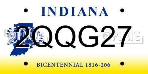 2QQG27 Indiana License Plate