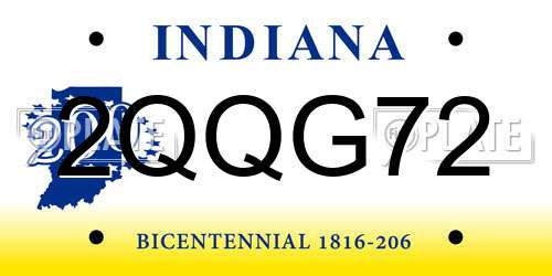 2QQG72 Indiana License Plate