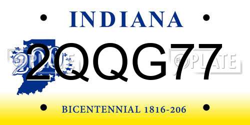 2QQG77 Indiana License Plate