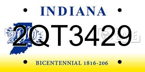 2QT3429 Indiana License Plate