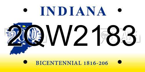 2QW2183 Indiana License Plate