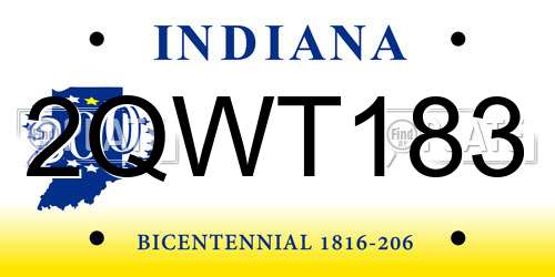 2QWT183 Indiana License Plate