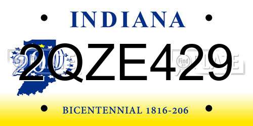 2QZE429 Indiana License Plate