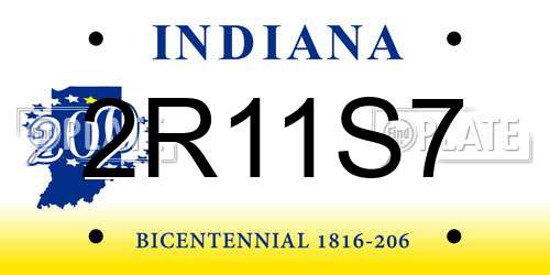 2R11S7 Indiana License Plate