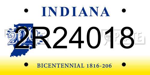 2R24018 Indiana License Plate