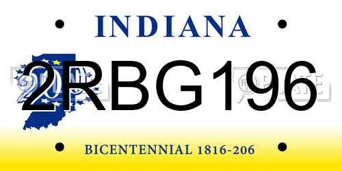 2RBG196 Indiana License Plate