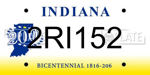2RI152 Indiana License Plate