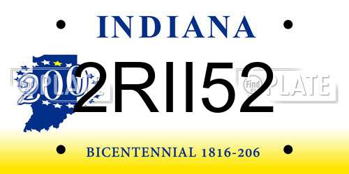 2RII52 Indiana License Plate