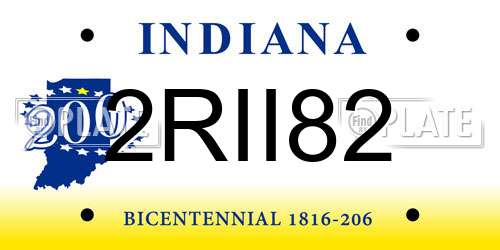 2RII82 Indiana License Plate
