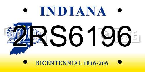 2RS6196 Indiana License Plate