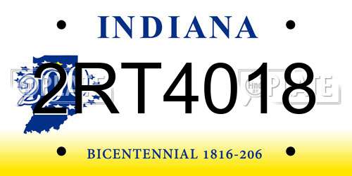2RT4018 Indiana License Plate