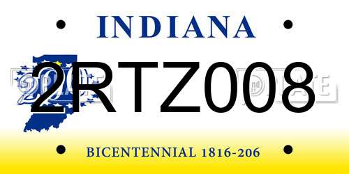 2RTZ008 Indiana License Plate