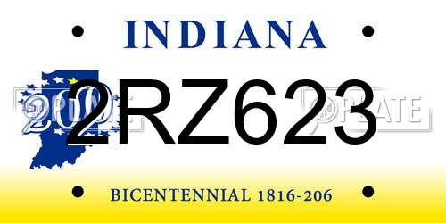 2RZ623 Indiana License Plate