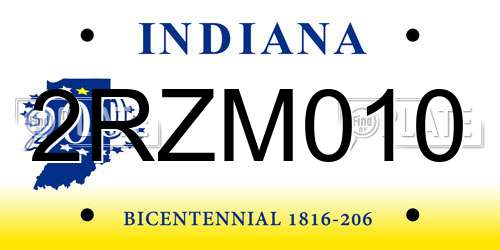 2RZM010 Indiana License Plate