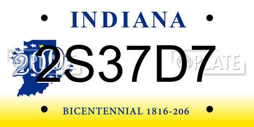 2S37D7 Indiana License Plate