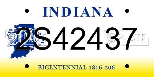 2S42437 Indiana License Plate