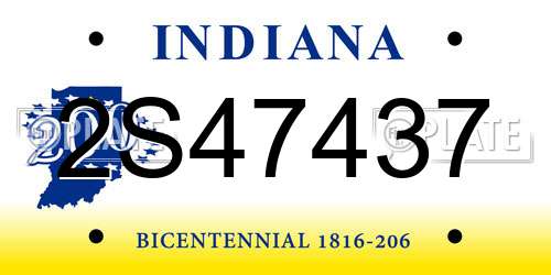 2S47437 Indiana License Plate